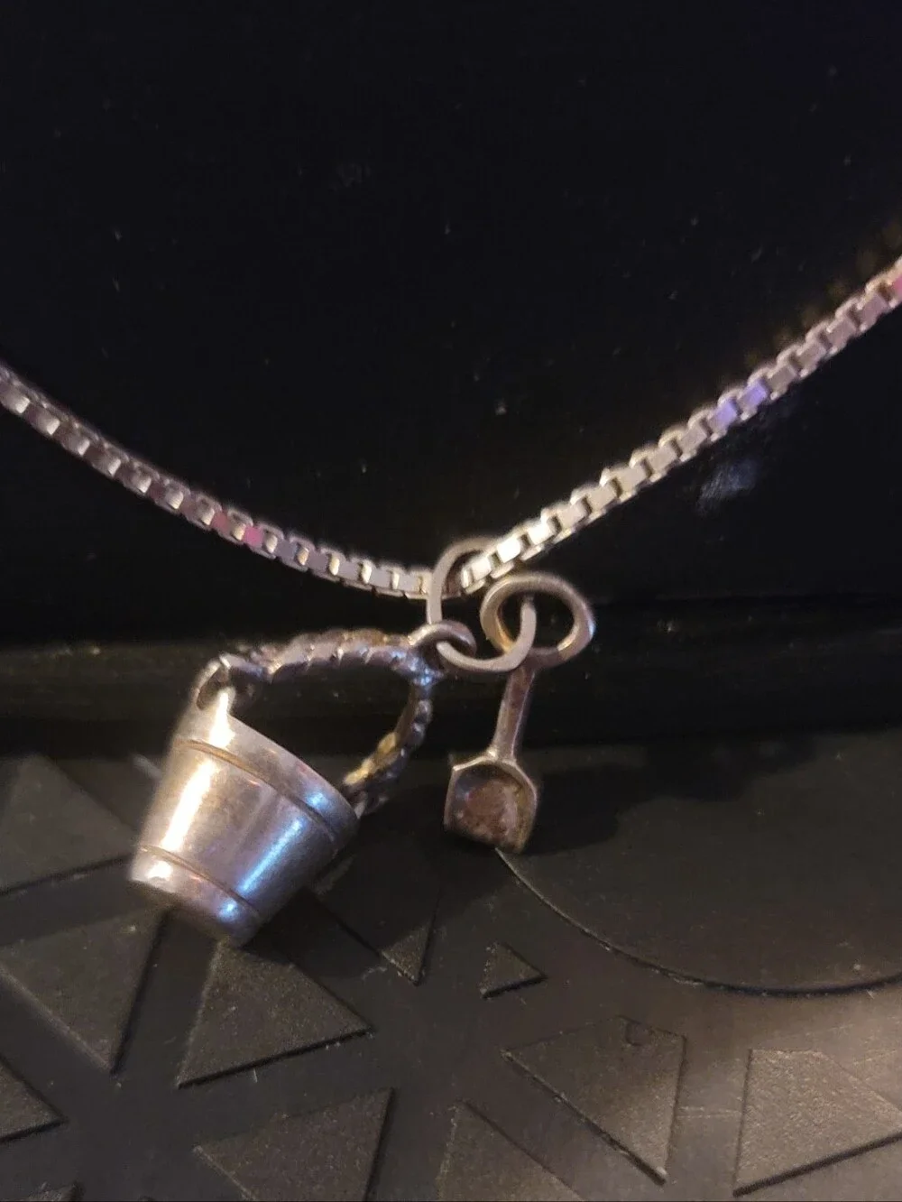 925 Sterling Silver 18in Necklace Bucket Shovel Beach Charm Pendant